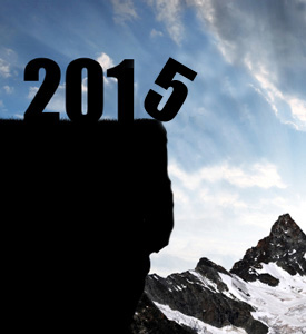 The numerals 2015 starting to go over a cliff