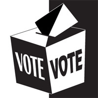 black-and-white ballot box