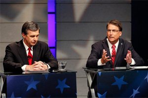Atty. Gen. Roy Cooper and Gov. Pat McCrory during their debate