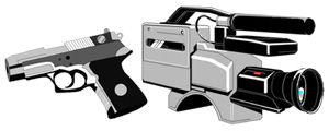 A handgun and a video camera