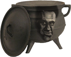 Mitt Romney's face on a black kettle