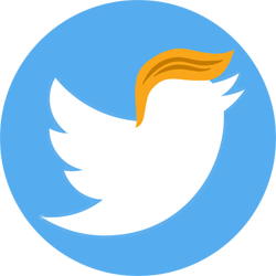 Twitter logo with Donald Trump's hair