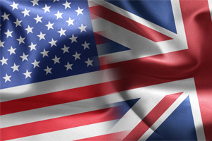 Blended UK and USA flags