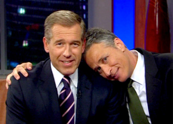 Brian Williams with Jon Stewart