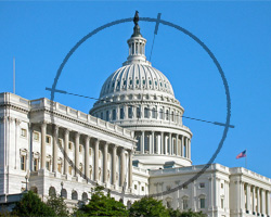 United States Capitol seen in rifle crosshairs