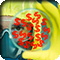 A scientist wearing protective equipment examining a petri dish with glowing dollar signs in it