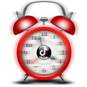 TikTok logo on a ringing alarm clock
