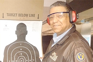 Vernon Robinson at a gun shooting range