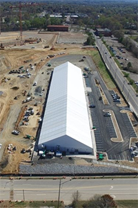 An aerial photo of the new temporary casino being built in Danville Virginia
