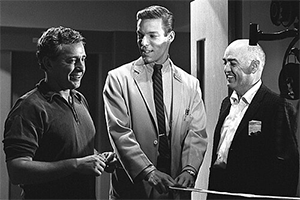 Richard Chamberlain with directors Leo Penn and Wilbur Mosier on the set of Dr. Kildare in 1964
