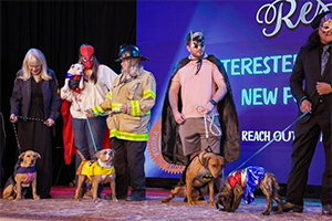 dogs and people in costume at a benefit event