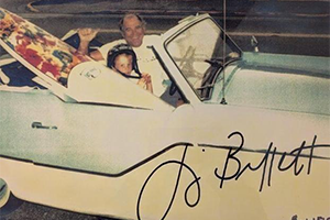 a photo of a car once owned by musician Jimmy Buffett