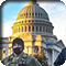 A National Guardsman stands in front of the US Capitol